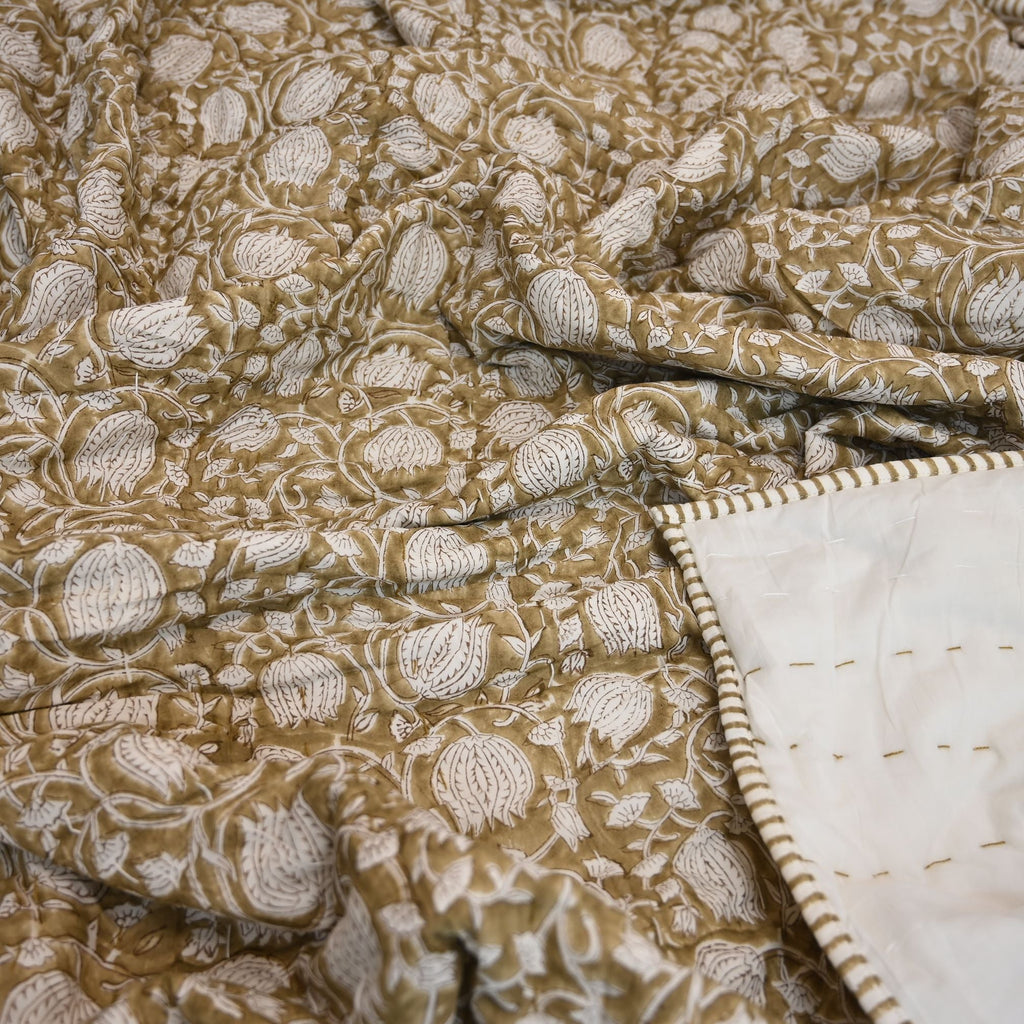 Bennet Floral Hand Block Printed Quilt