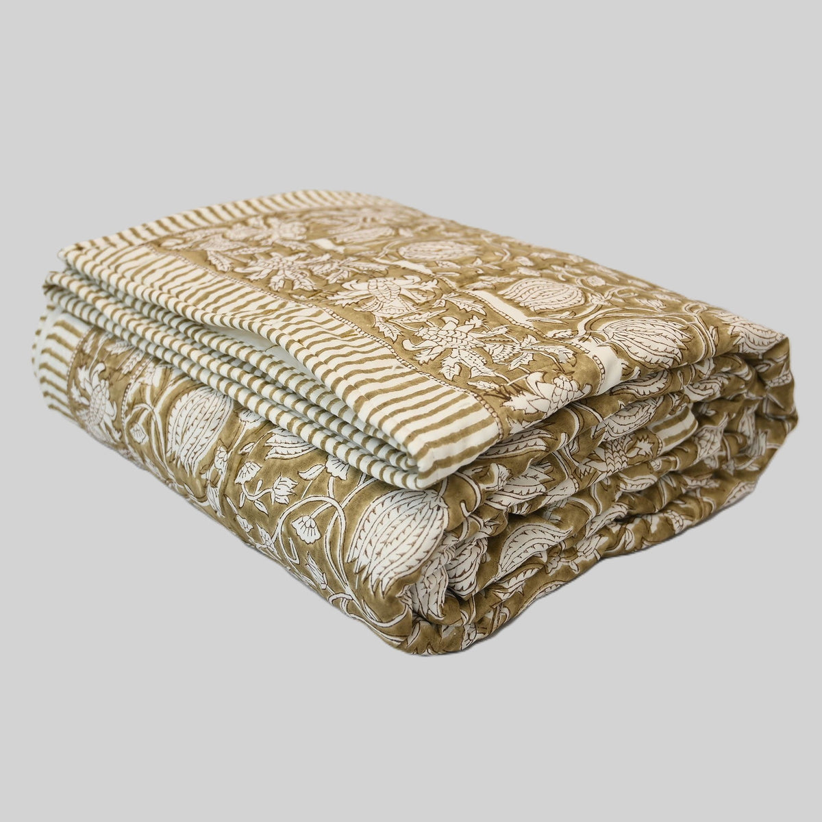 Bennet Floral Hand Block Printed Quilt