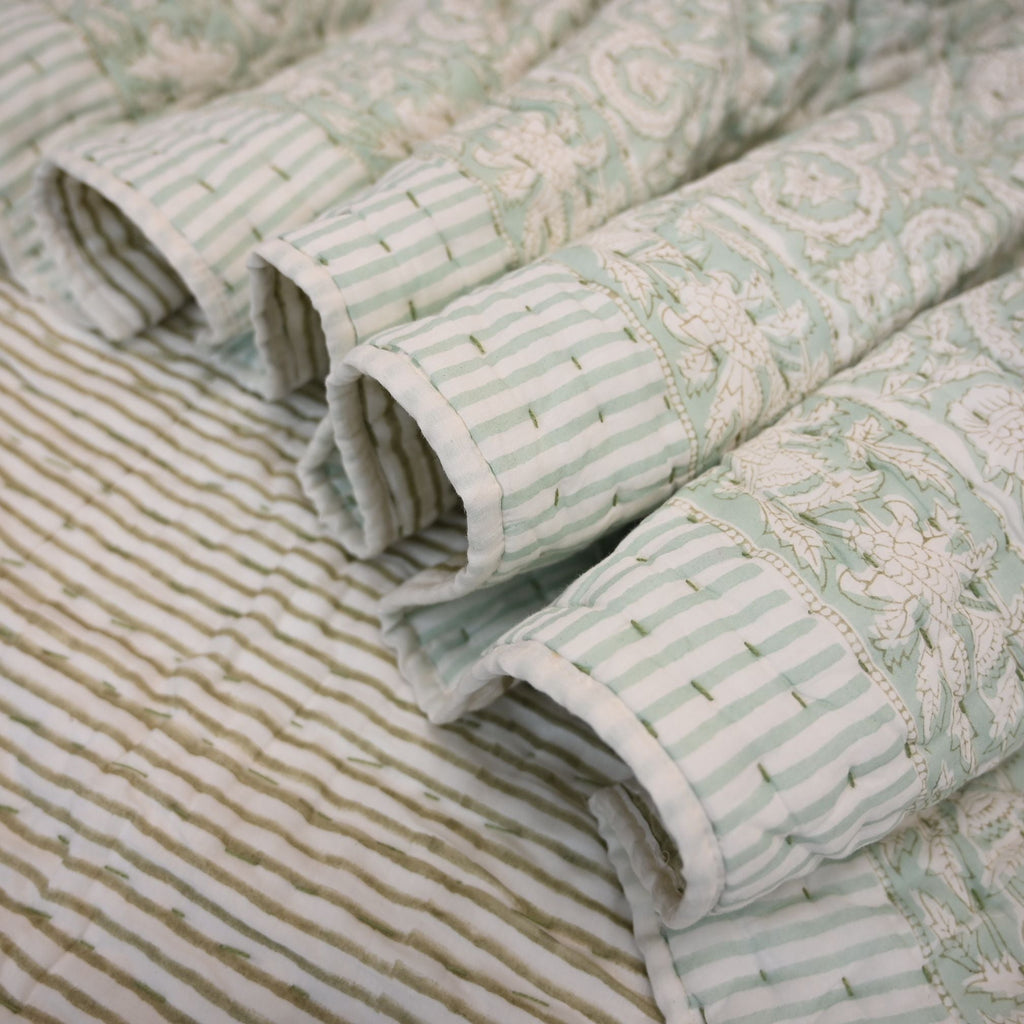Harrison Botanical Hand Block Printed Quilt