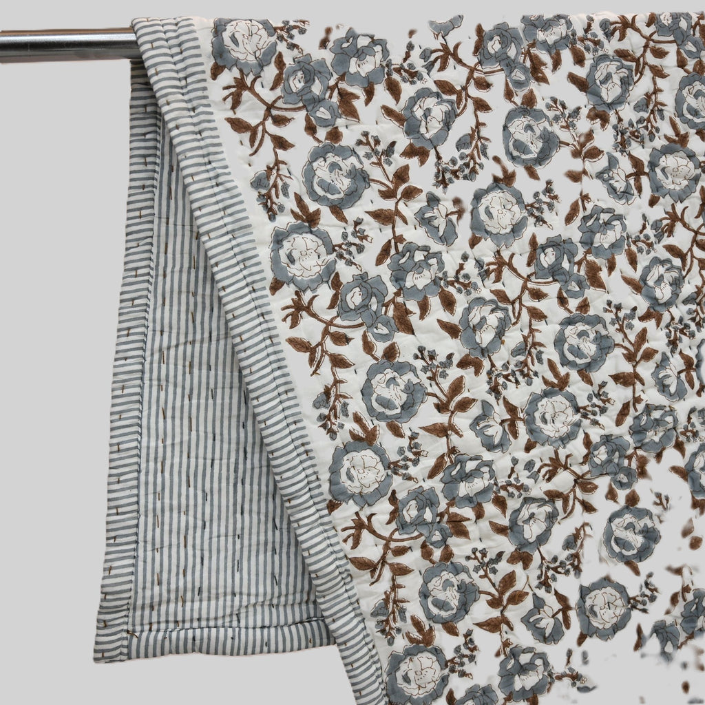 Wesley Floral Hand Block Printe Quilt