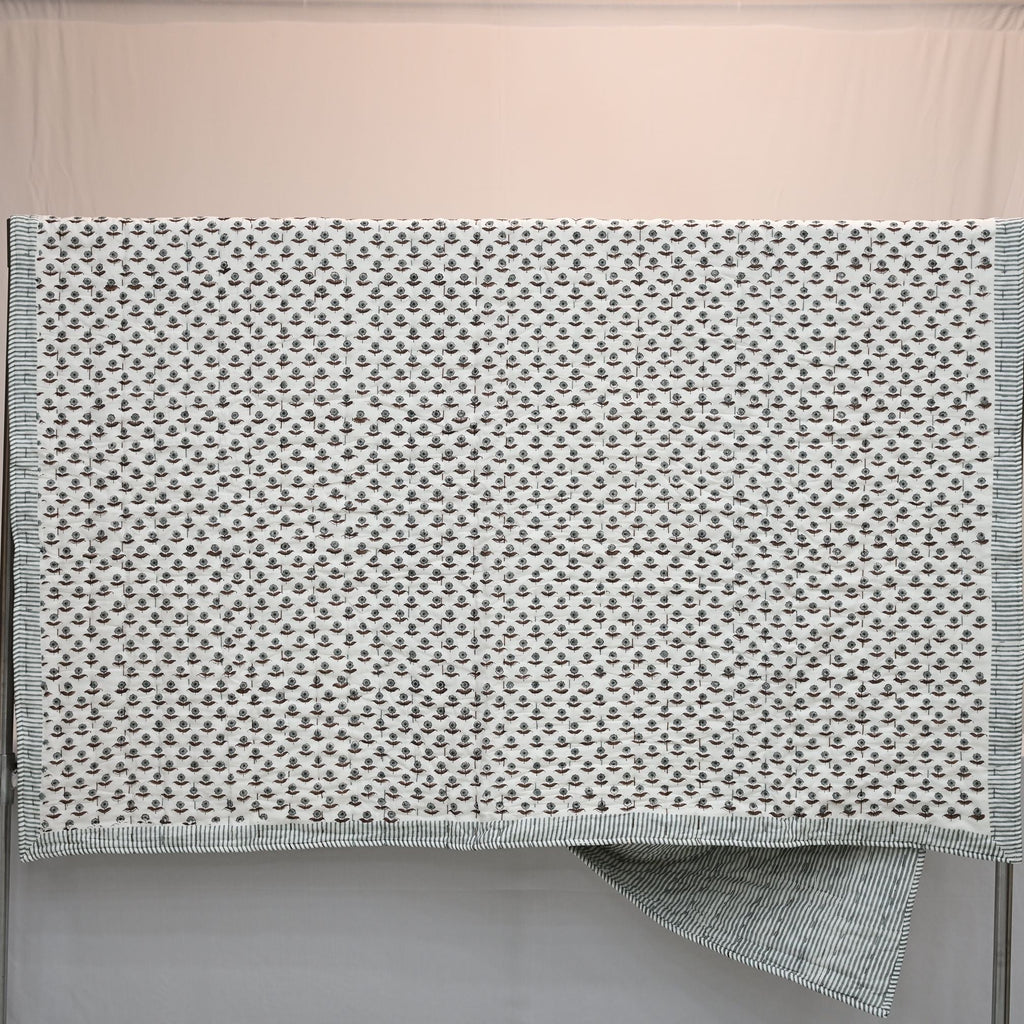 Calvin Floral Hand Block Printe Quilt