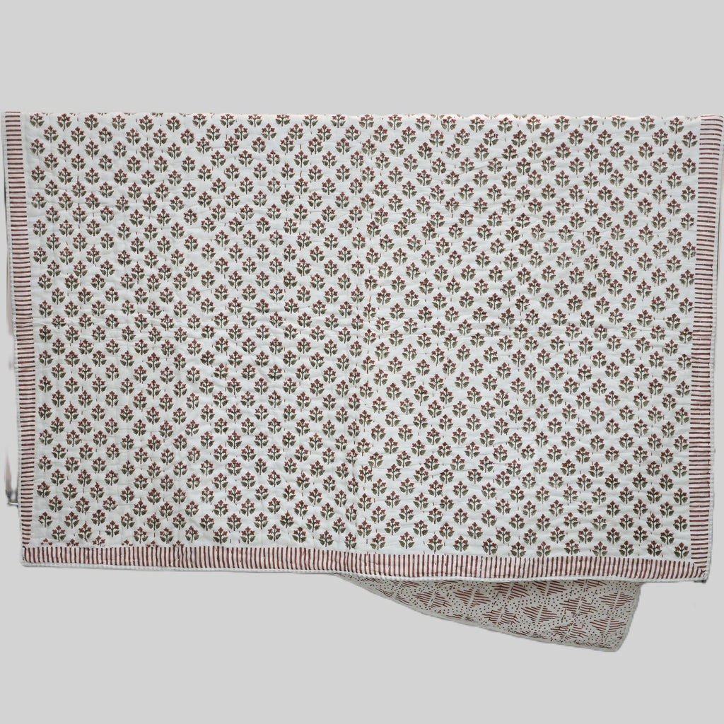 Arthur Floral Hand Block Printed Quilt