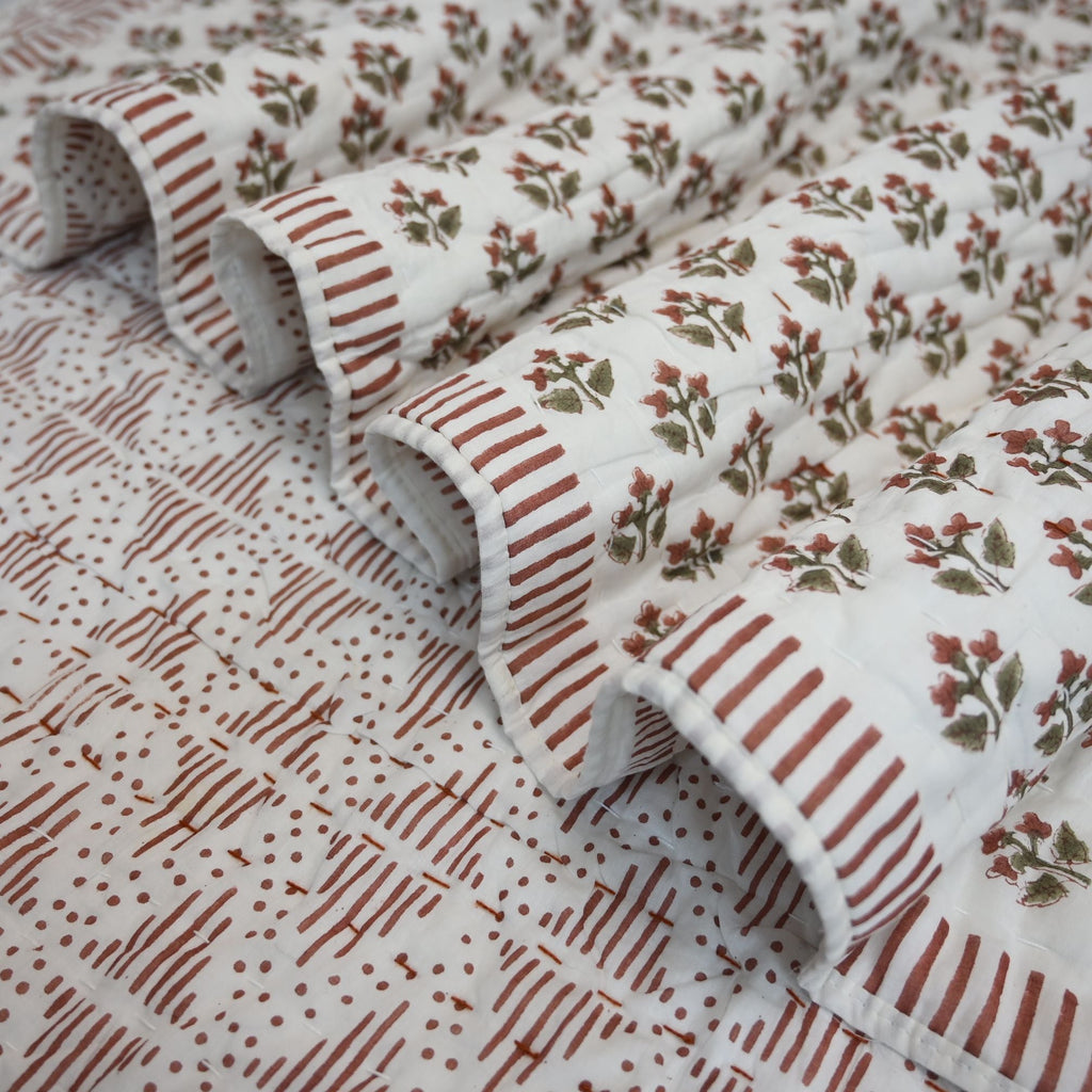 Arthur Floral Hand Block Printed Quilt