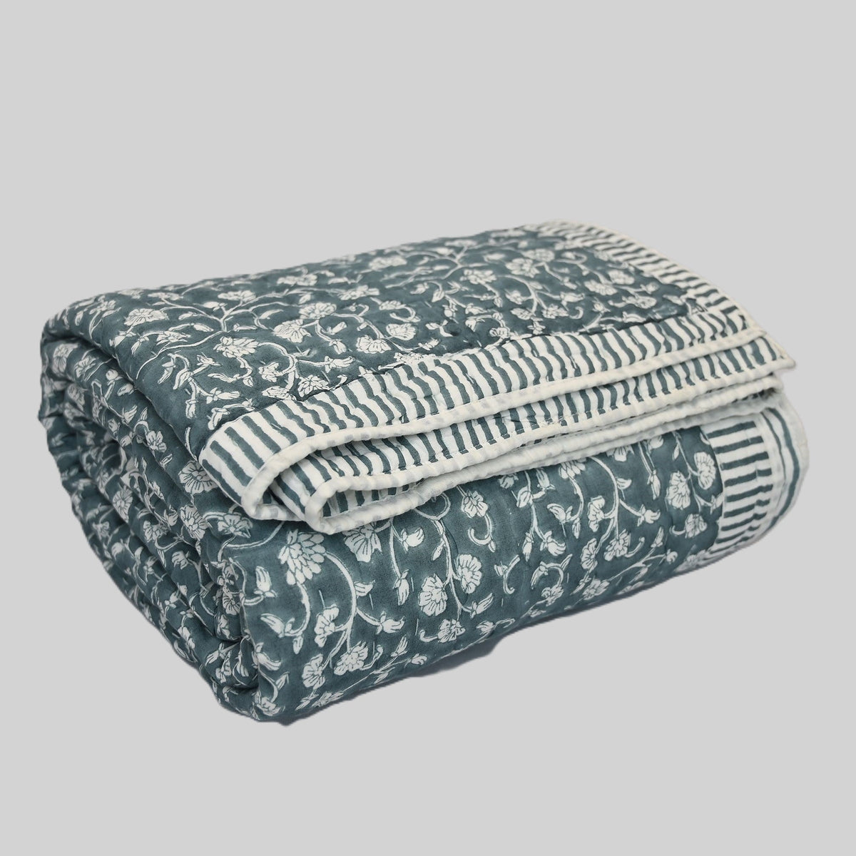 Elliot Botanical Hand Block Printed Quilt