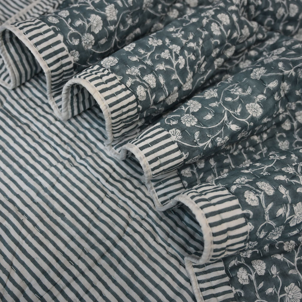 Elliot Botanical Hand Block Printed Quilt