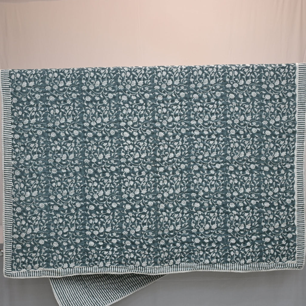 Elliot Botanical Hand Block Printed Quilt