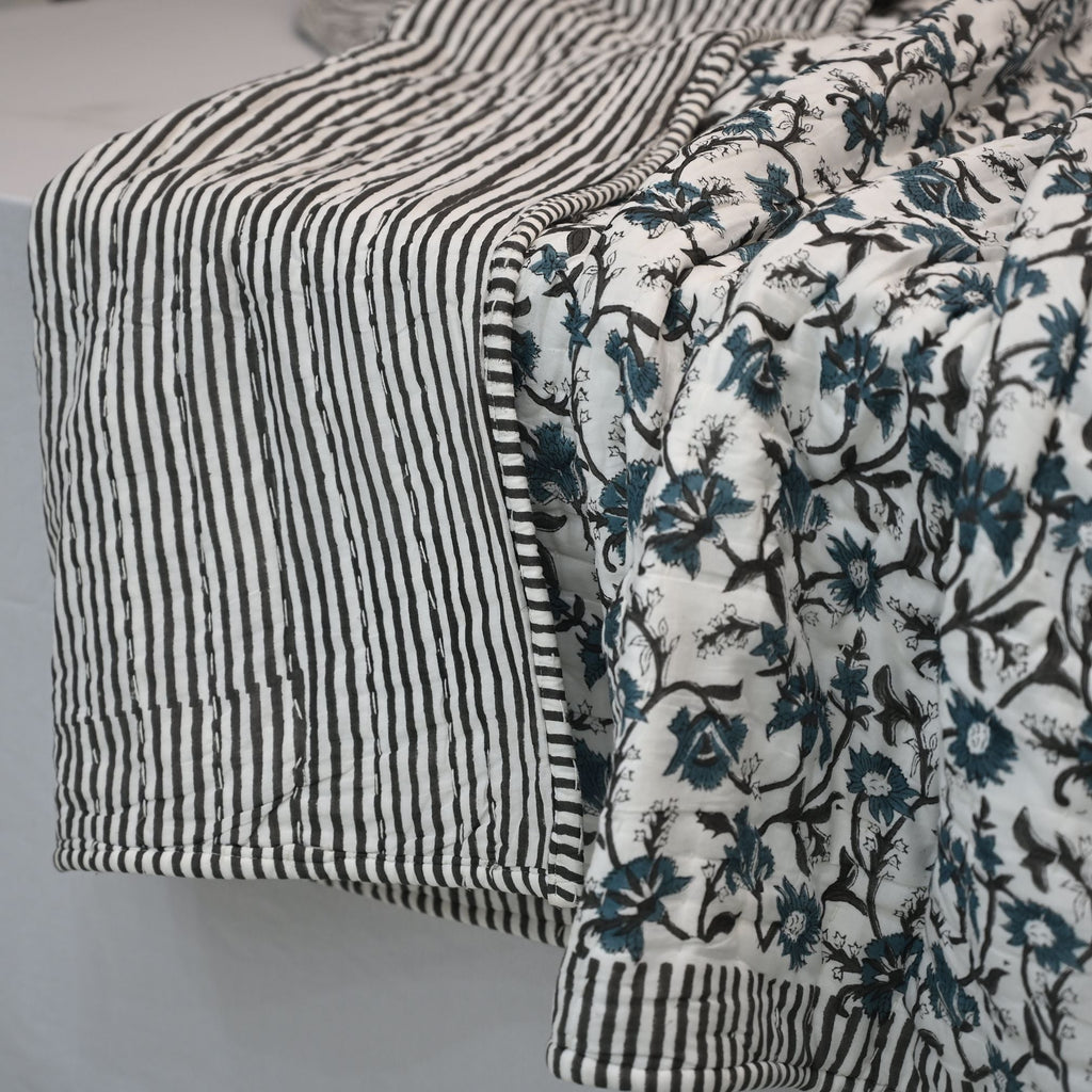 Nolan Floral Hand Block Printe Quilt