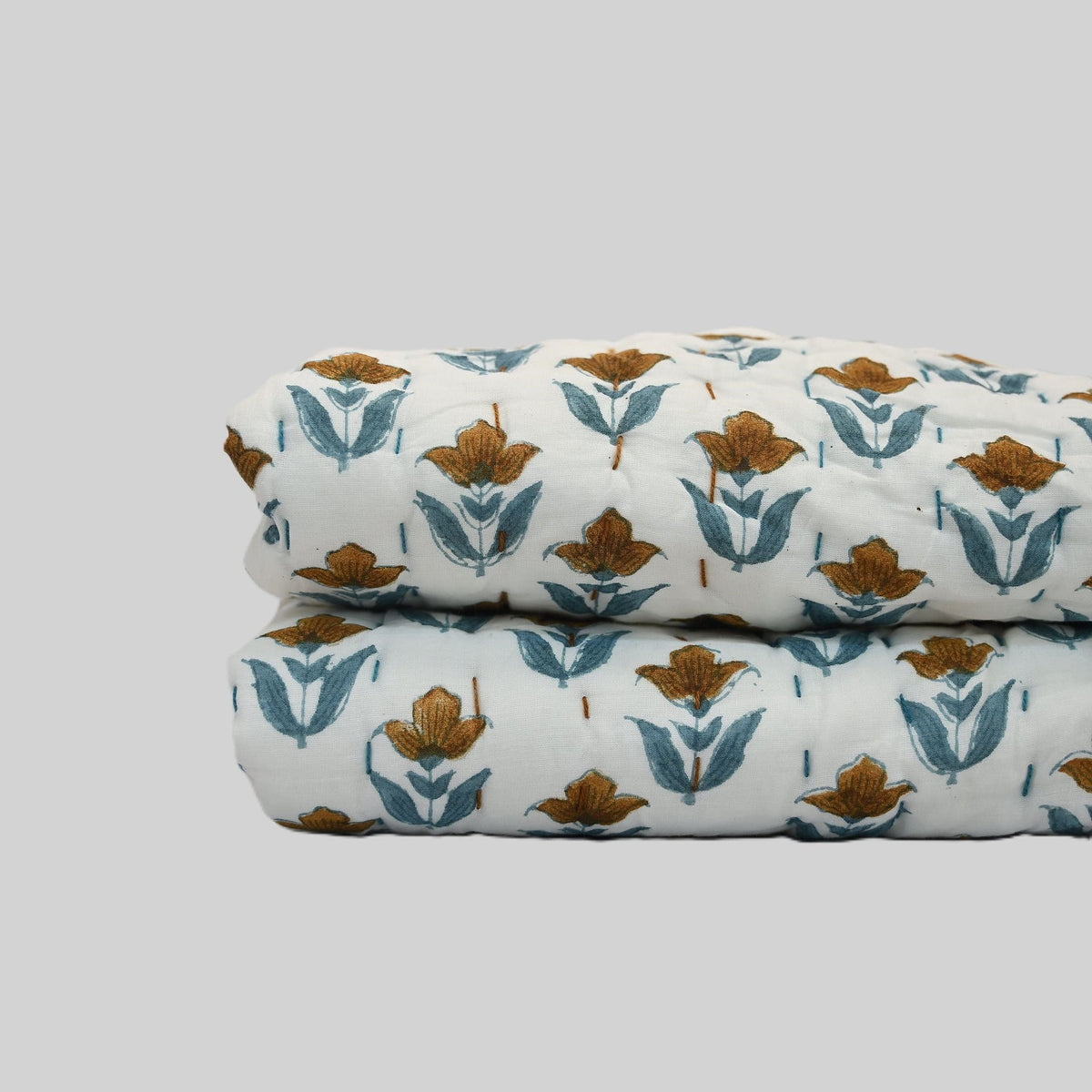 Mason Floral Hand Block Printed Quilt
