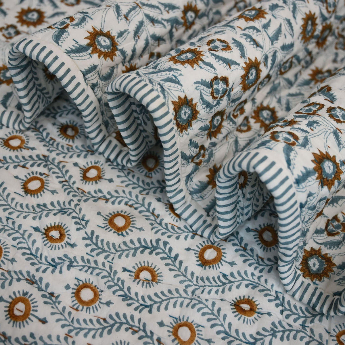 Ellis Floral Hand Block Printe Quilt
