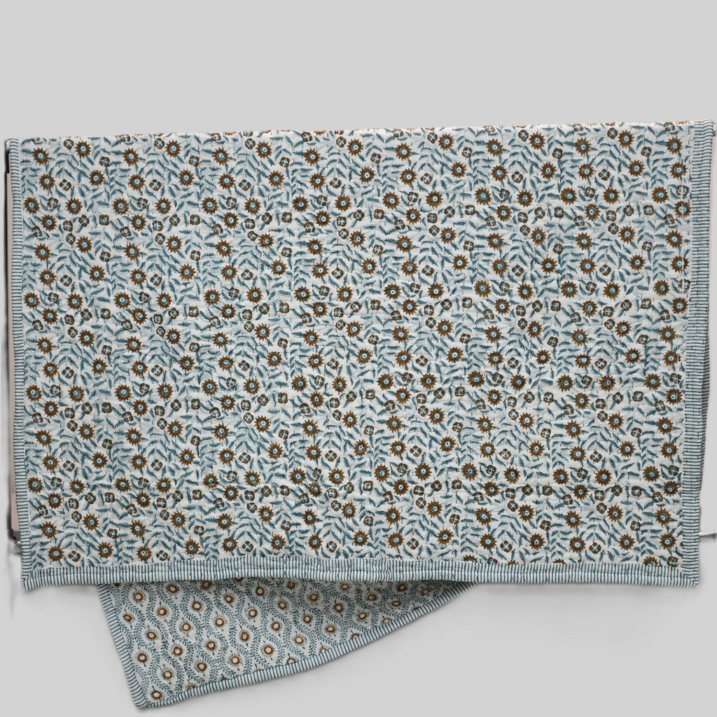 Ellis Floral Hand Block Printe Quilt