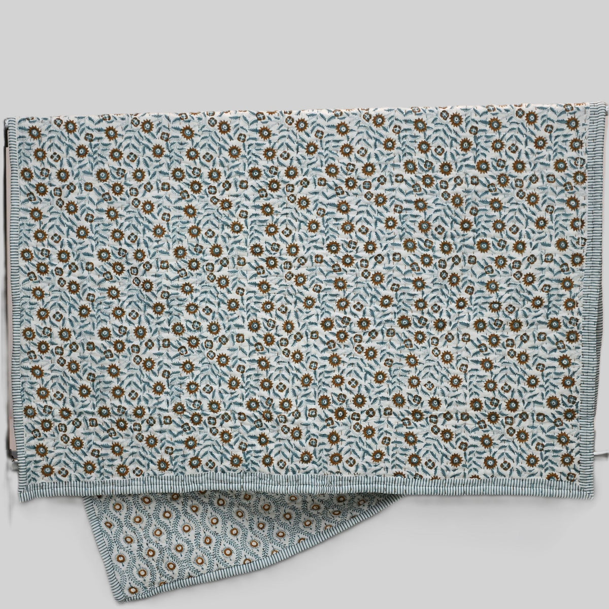 Ellis Floral Hand Block Printe Quilt