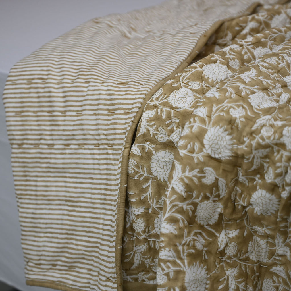 Graham Botanical Hand Block Printed Quilt