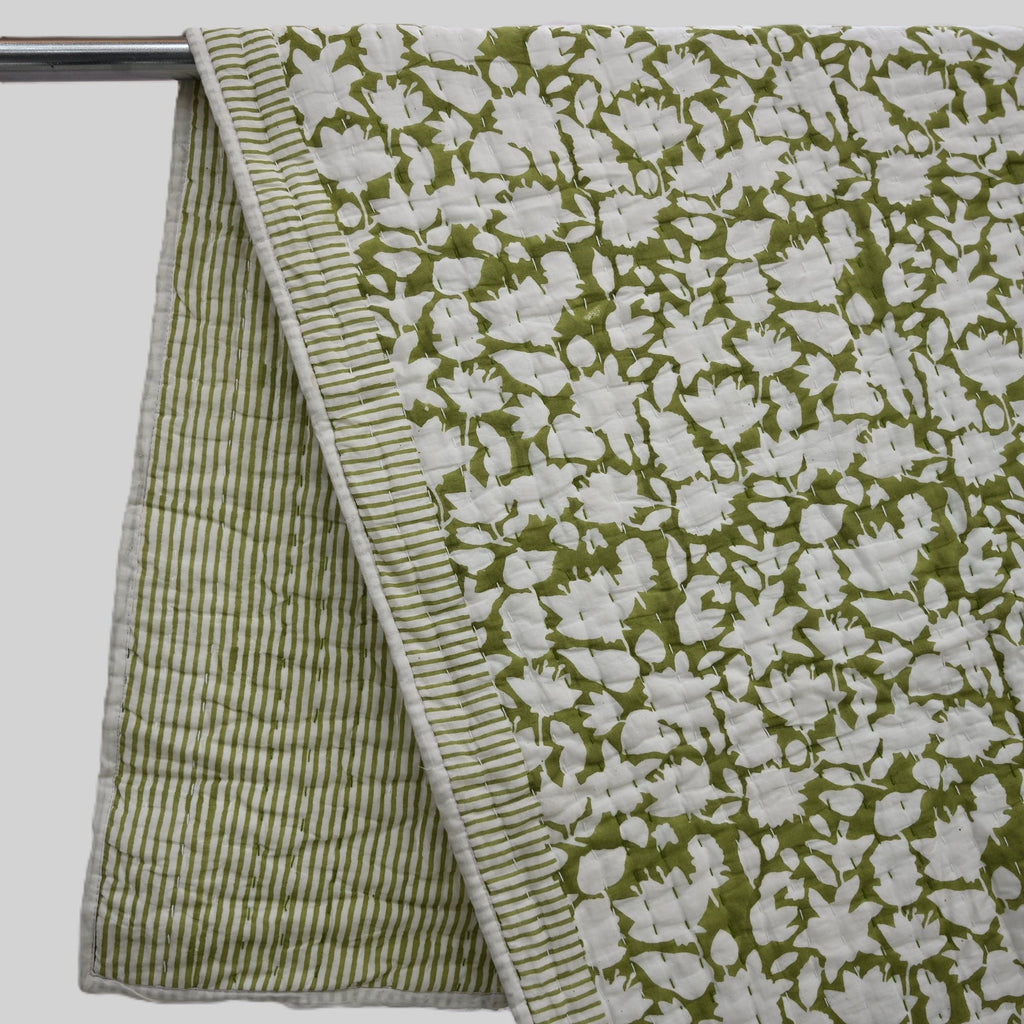Jasper Floral Hand Block Printed Quilt