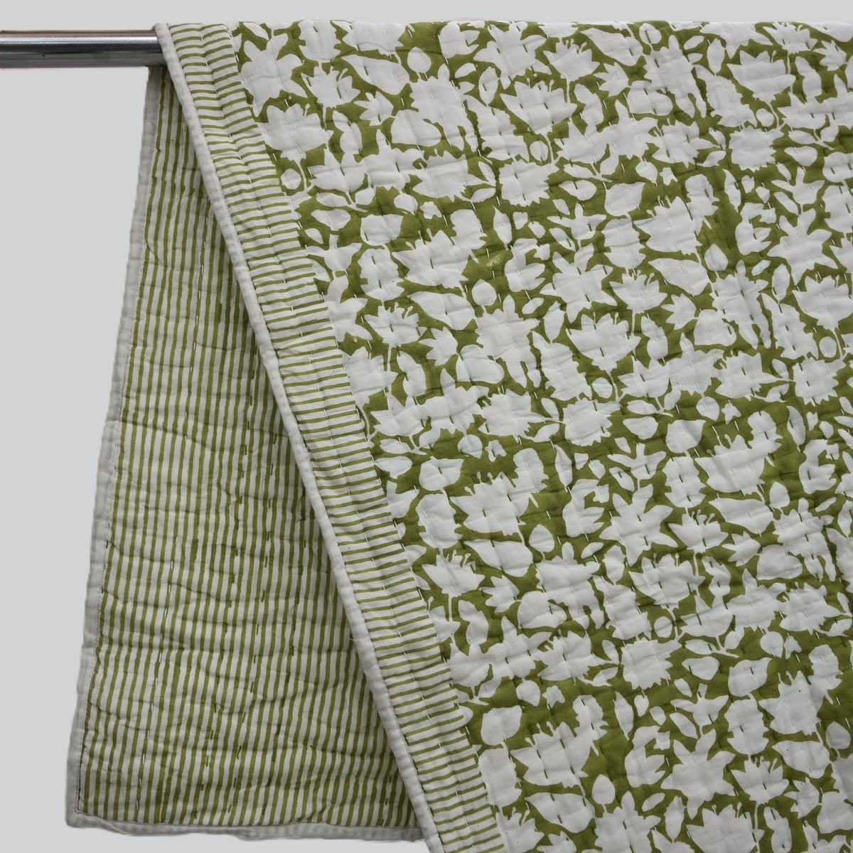 Jasper Floral Hand Block Printed Quilt