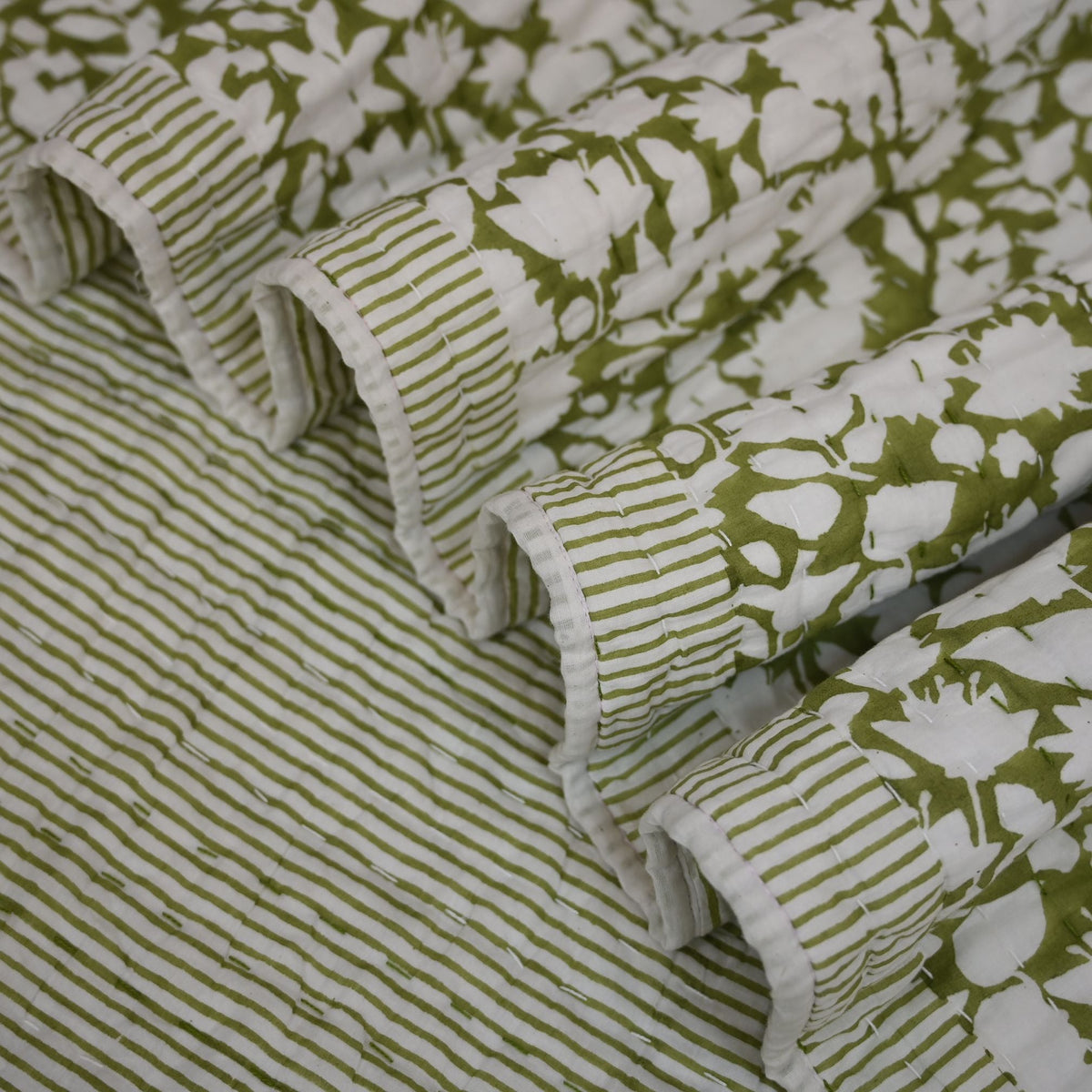 Jasper Floral Hand Block Printed Quilt