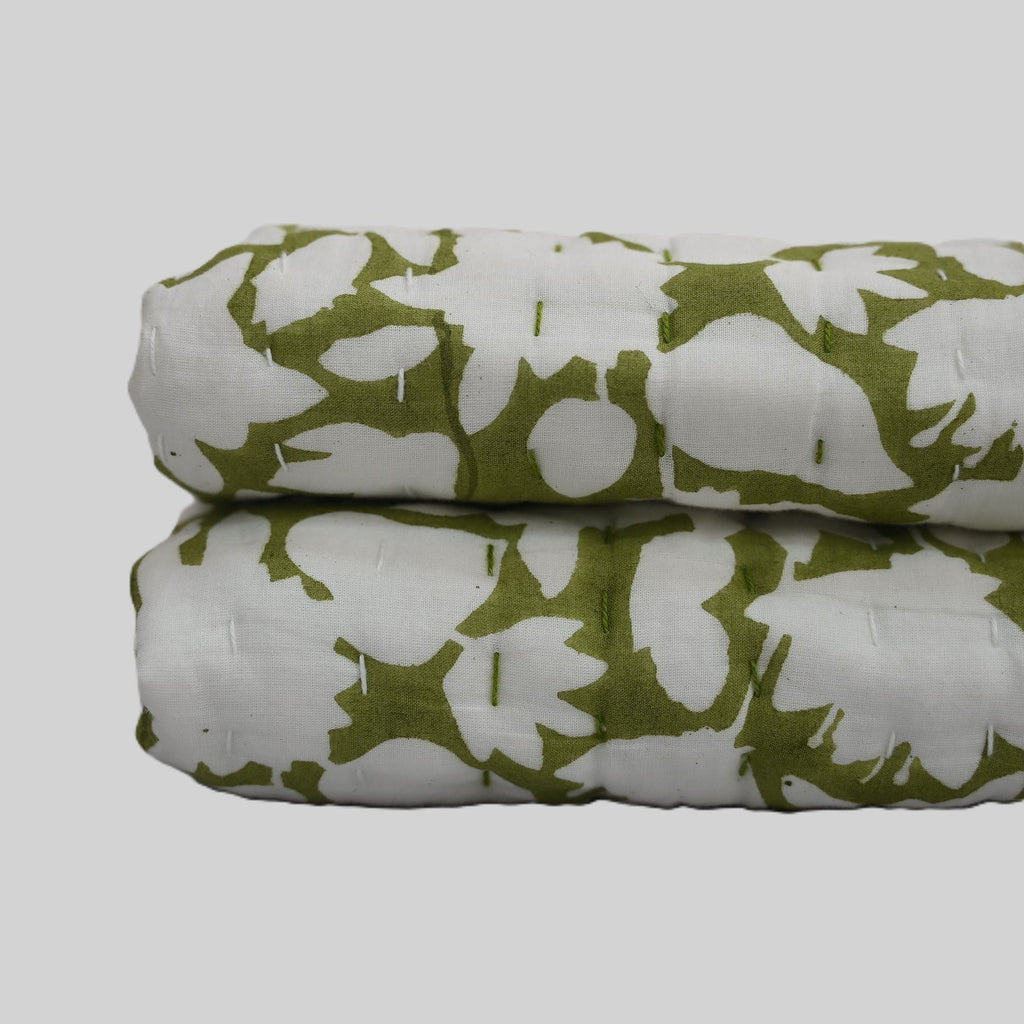 Jasper Floral Hand Block Printed Quilt