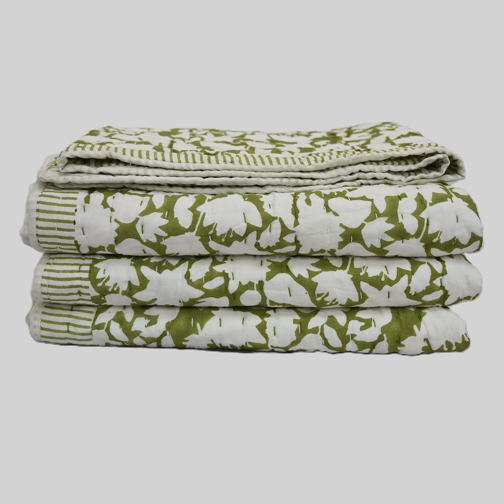 Jasper Floral Hand Block Printed Quilt