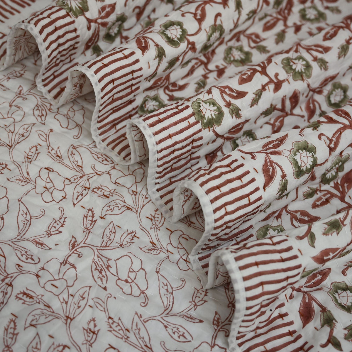 Holden Botanical Hand Block Printed Quilt
