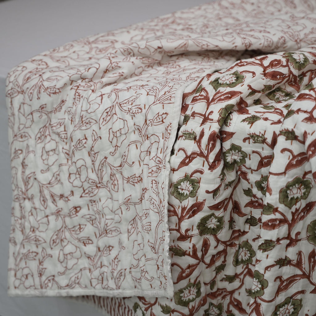 Holden Botanical Hand Block Printed Quilt