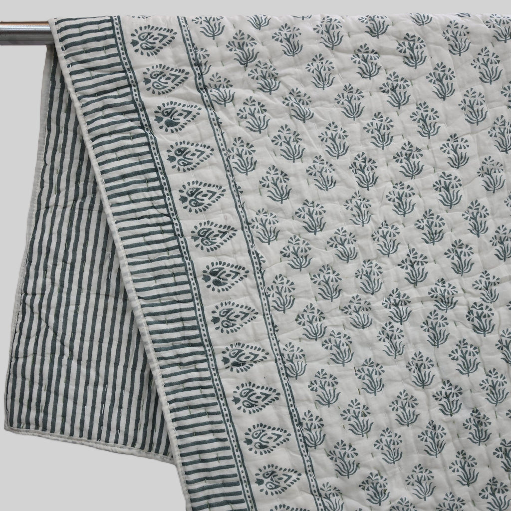 Levi Floral Hand Block Printed Quilt
