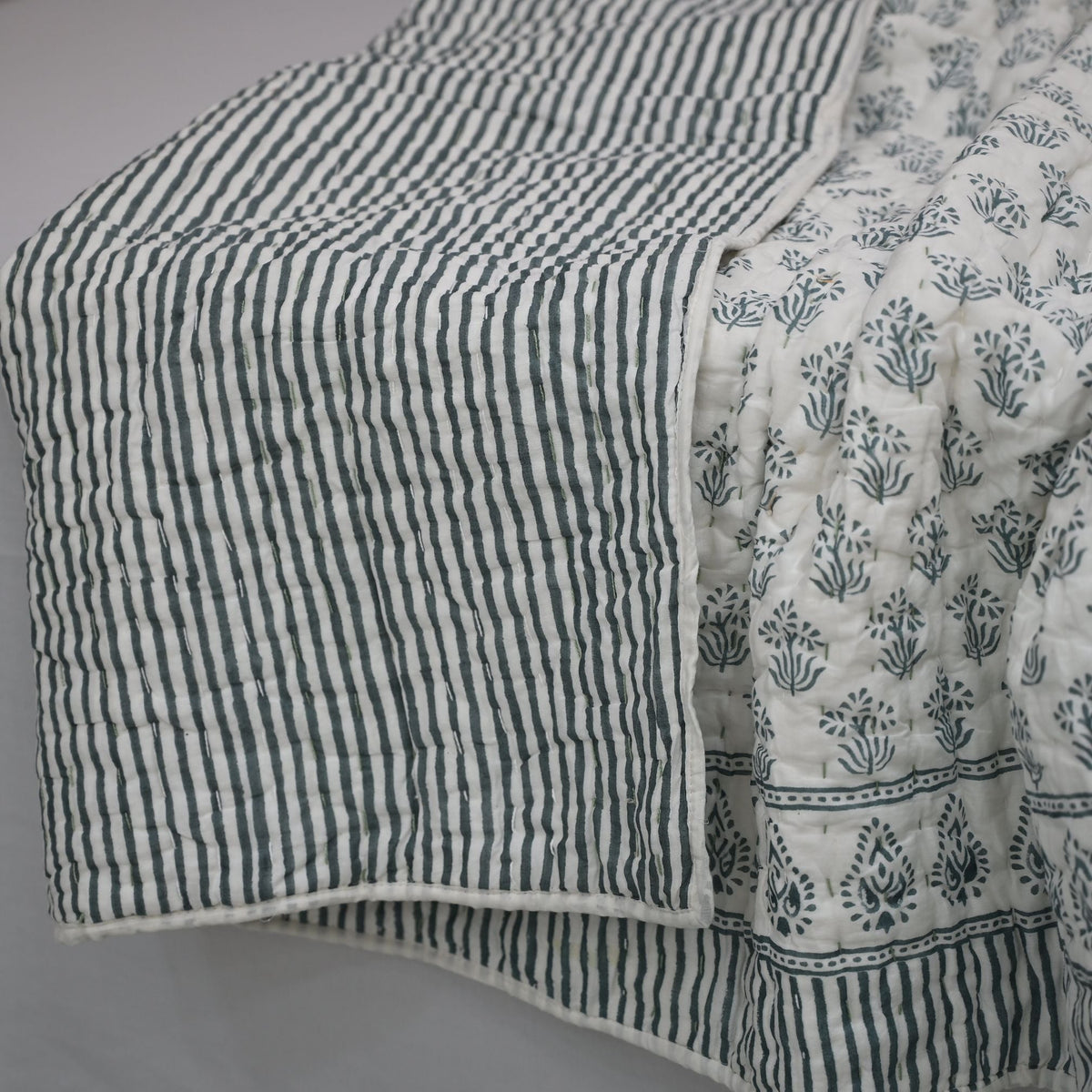Levi Floral Hand Block Printed Quilt