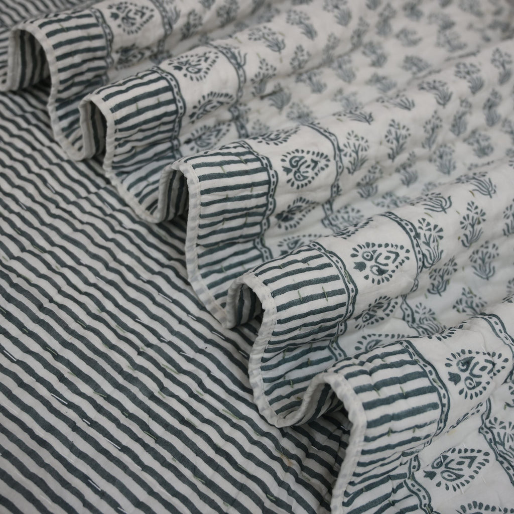 Levi Floral Hand Block Printed Quilt