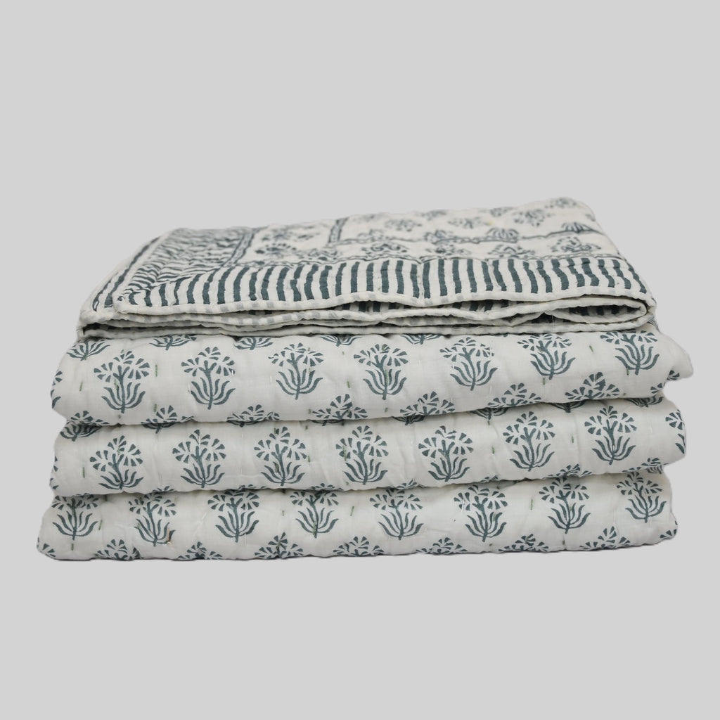 Levi Floral Hand Block Printed Quilt