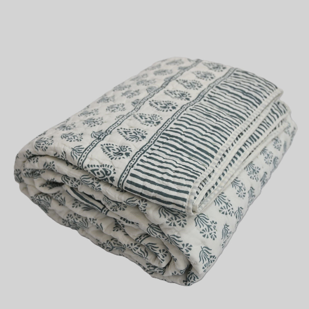 Levi Floral Hand Block Printed Quilt