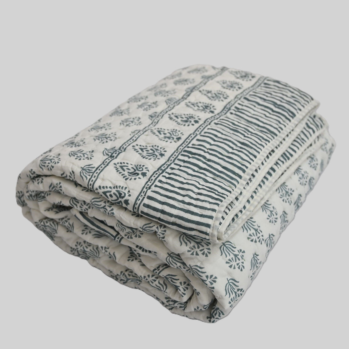 Levi Floral Hand Block Printed Quilt
