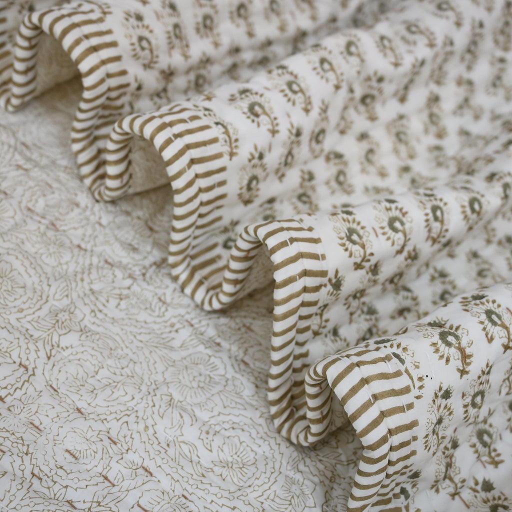 Theo Floral Hand Block Printed Quilt