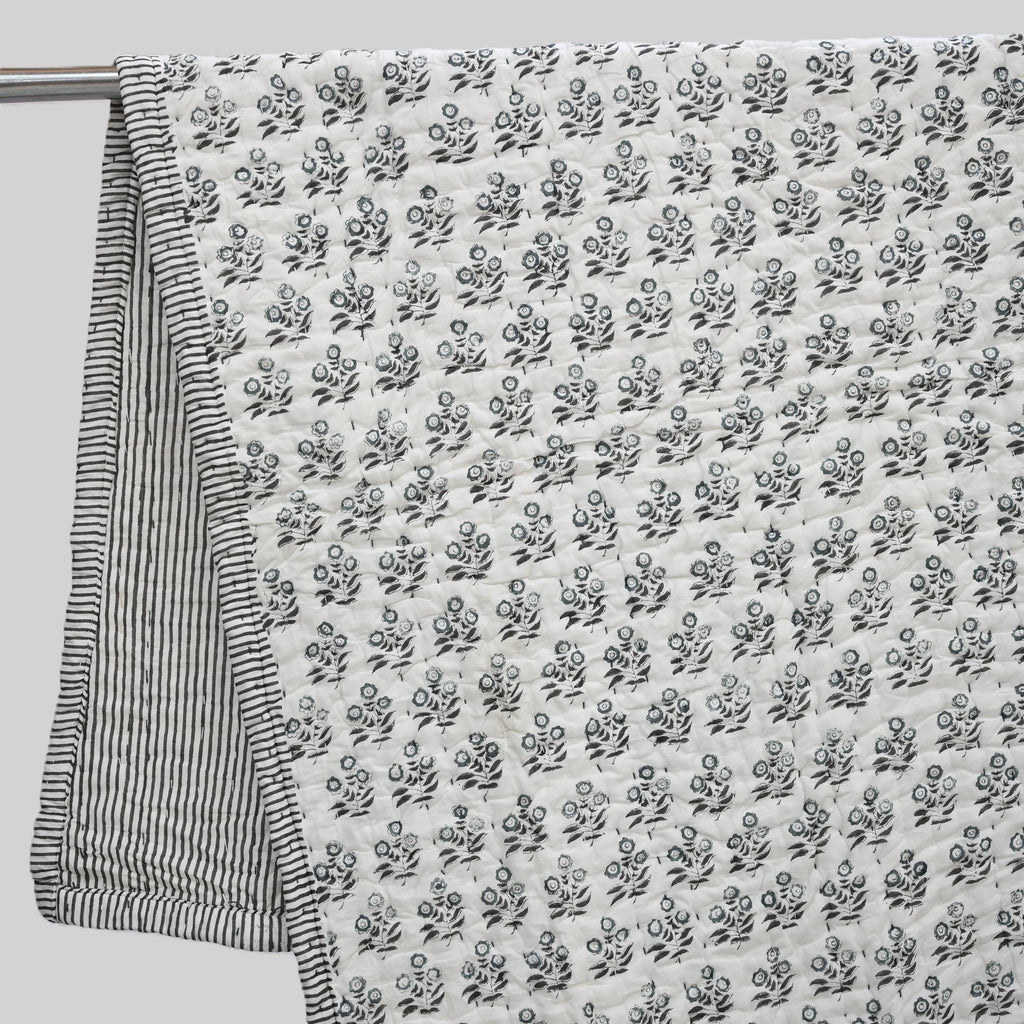 Asher Floral Hand Block Printed Quilt