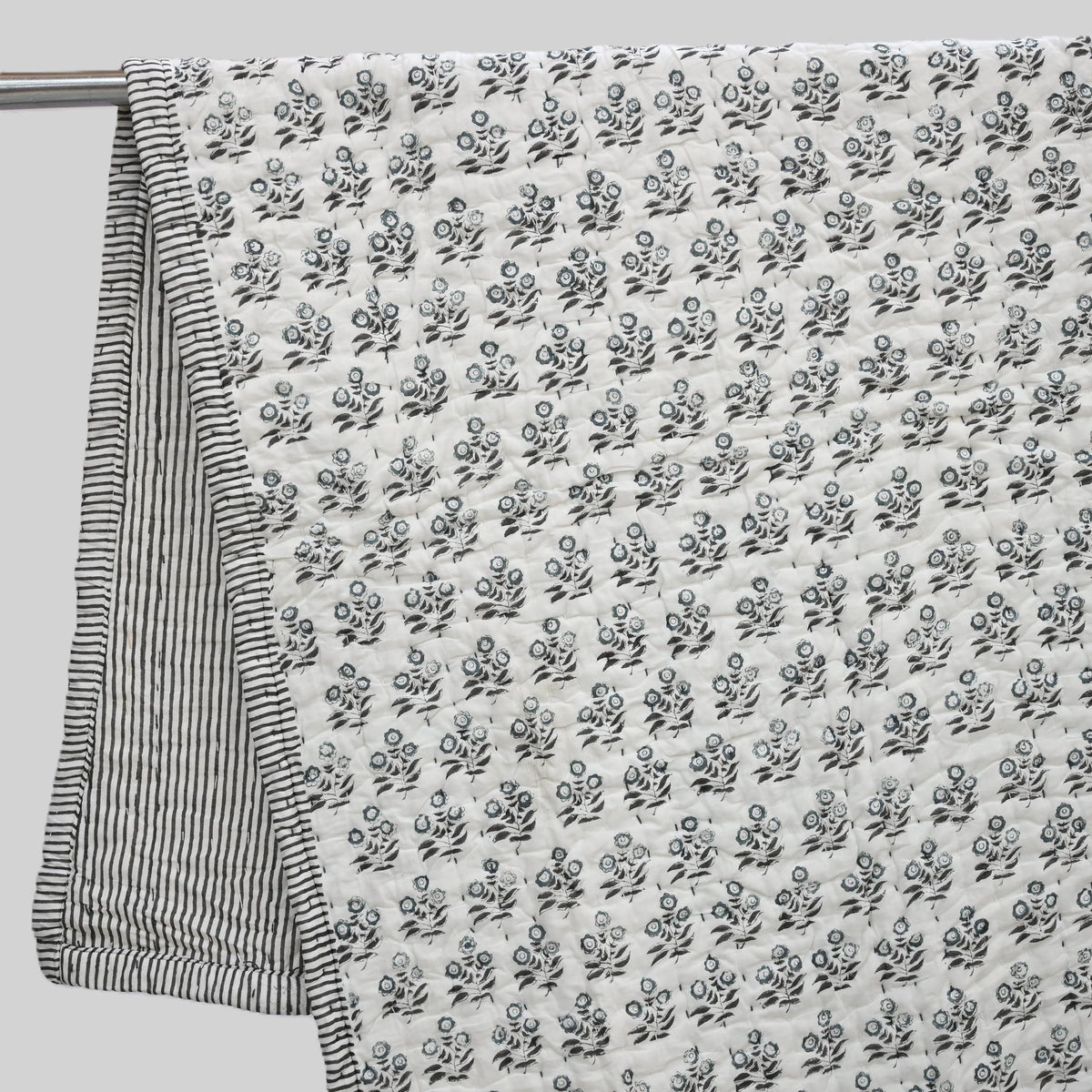Asher Floral Hand Block Printed Quilt