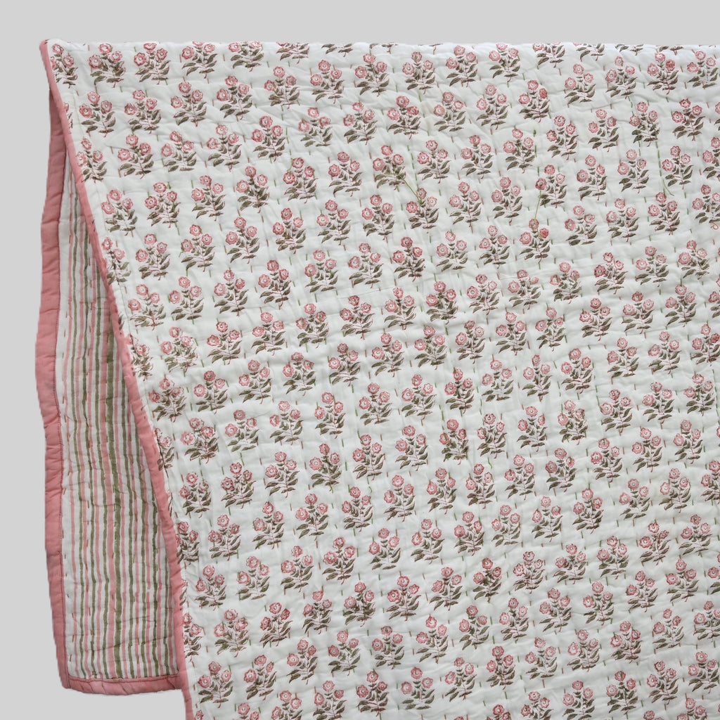 Asher Floral Hand Block Printed Quilt