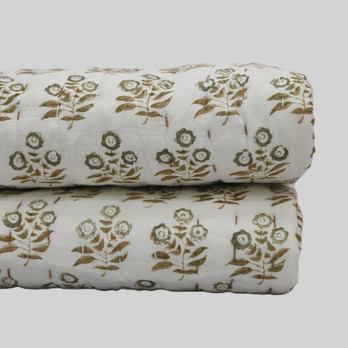 Asher Floral Hand Block Printed Quilt