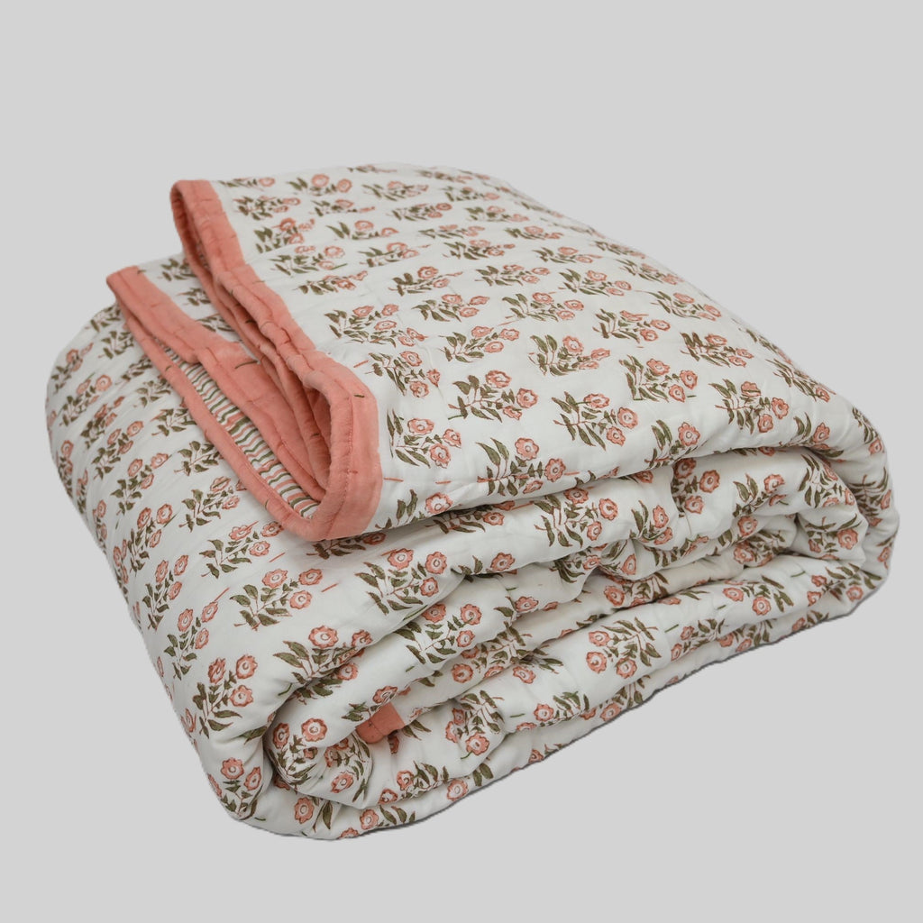 Asher Floral Hand Block Printe Quilt