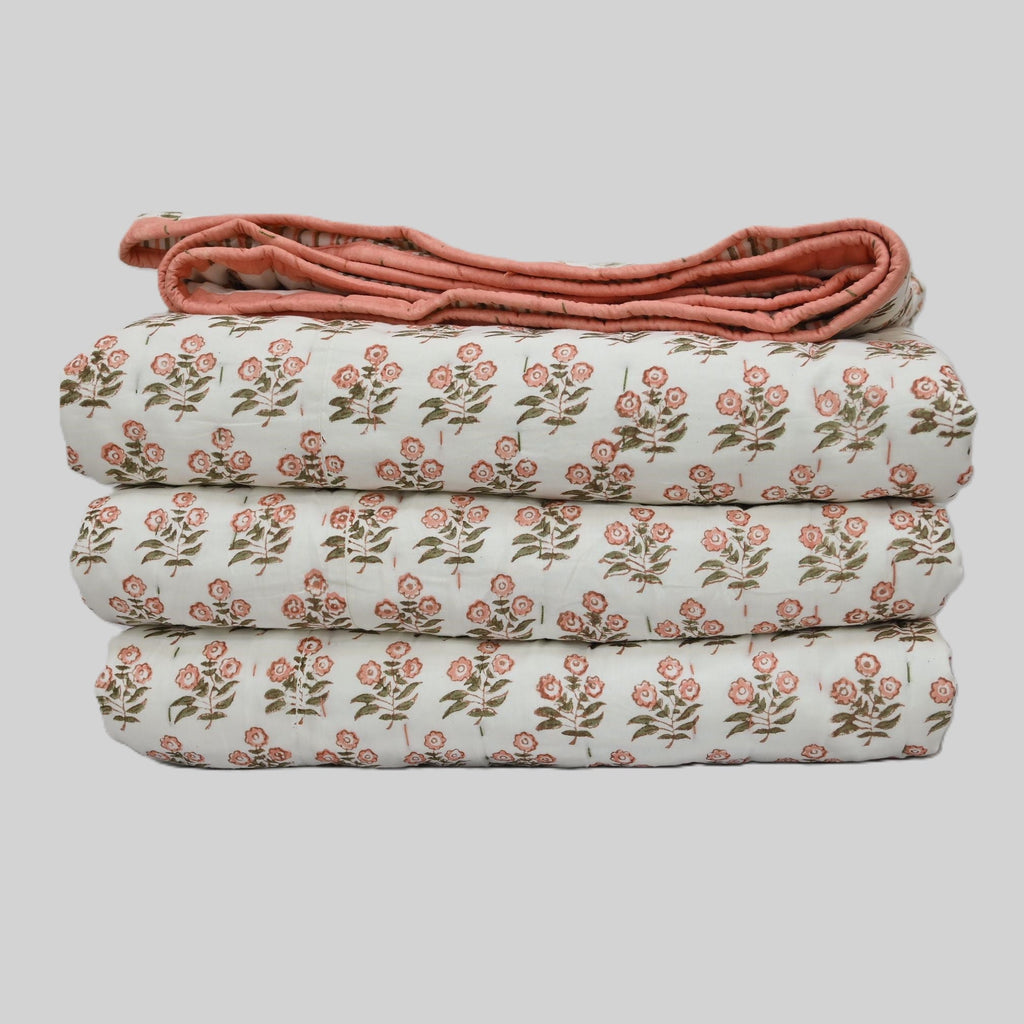 Asher Floral Hand Block Printe Quilt