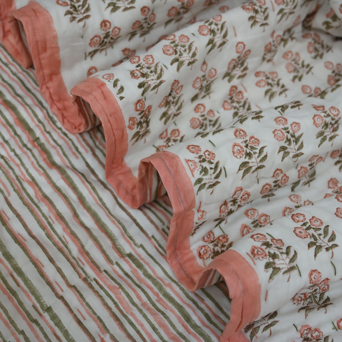 Asher Floral Hand Block Printe Quilt