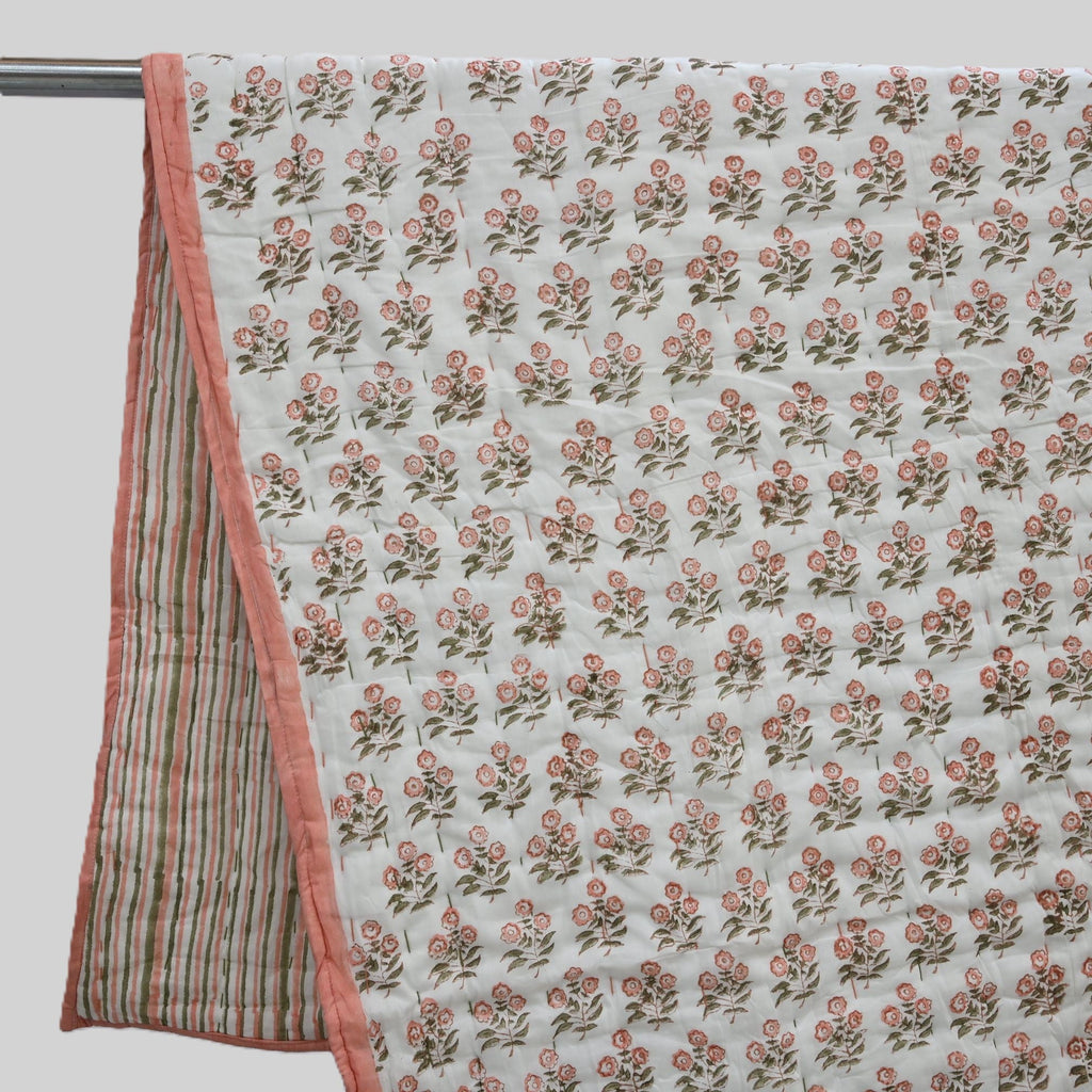 Asher Floral Hand Block Printe Quilt