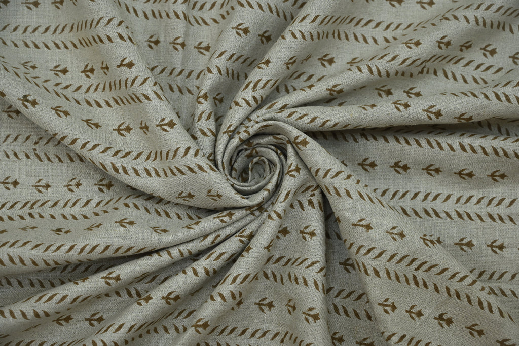 Luna Floral Hand Block Print Linen Fabric by the Yard 19