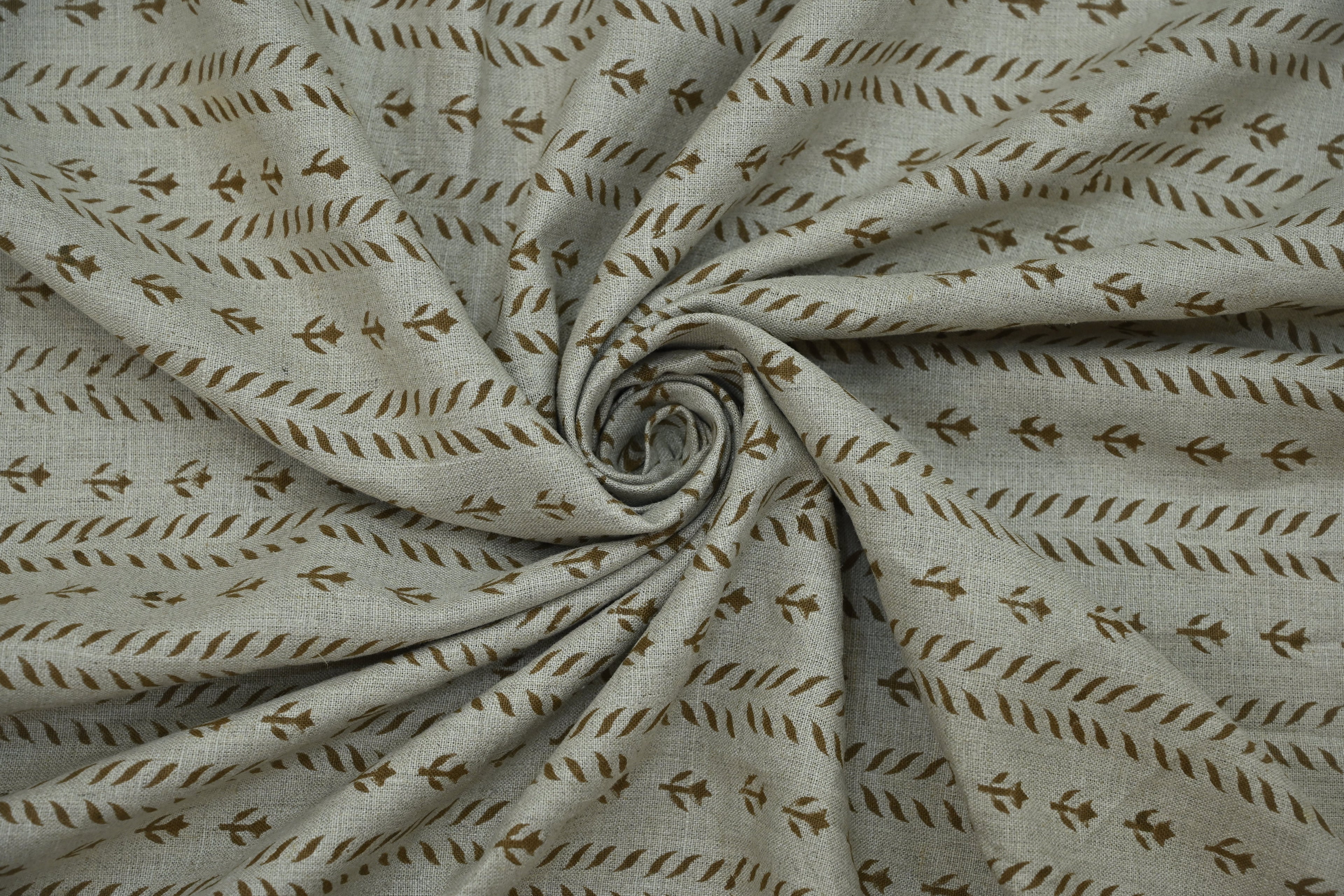 Luna Floral Hand Block Print Linen Fabric by the Yard 19