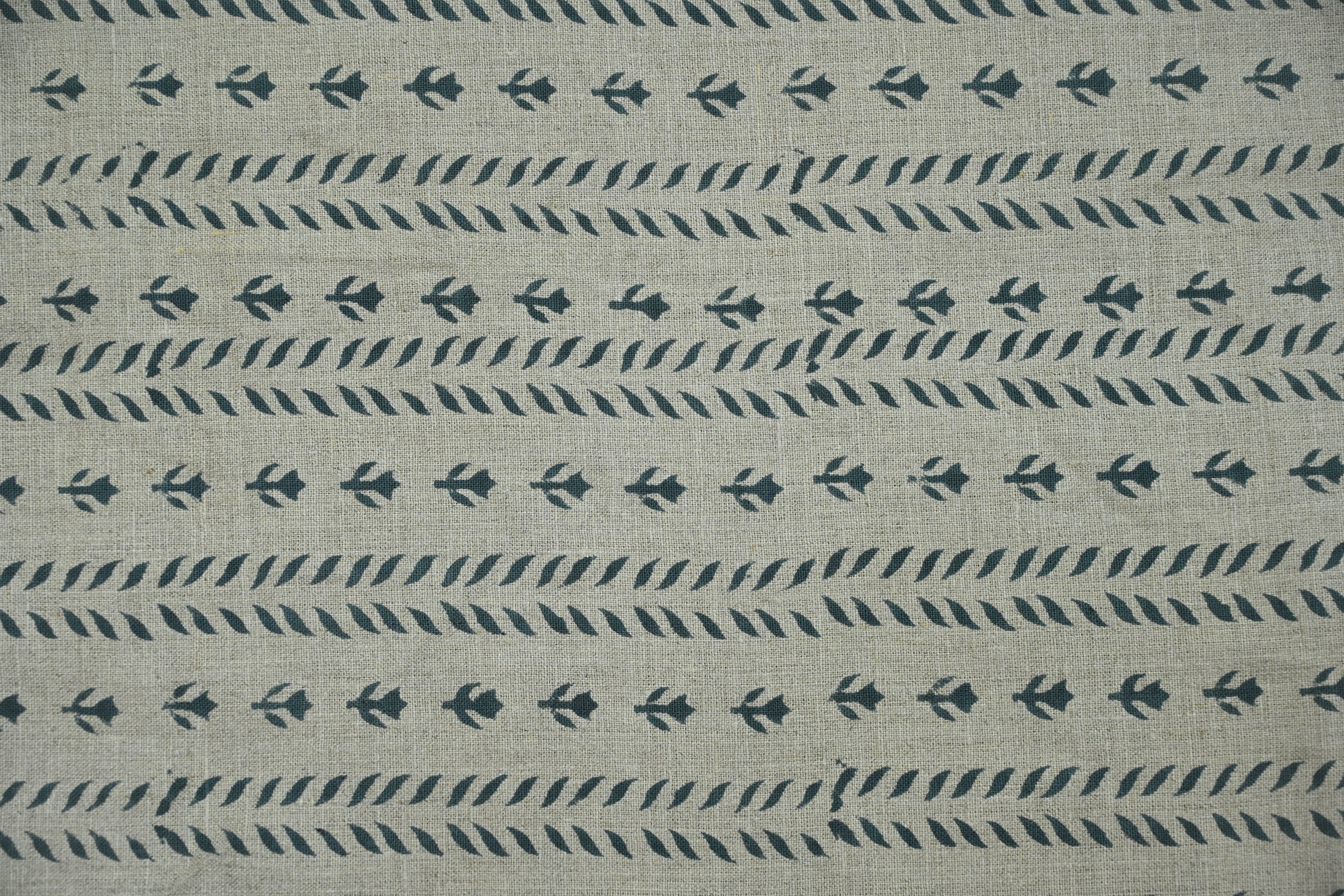 Luna Floral Hand Block Print Linen Fabric by the Yard 19