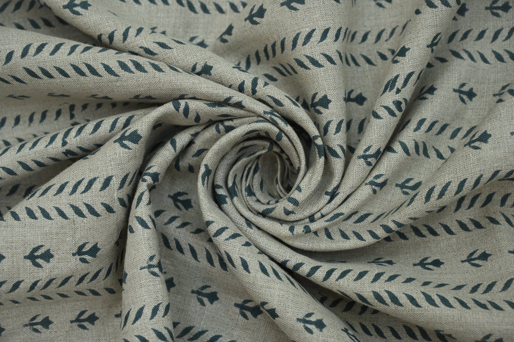 Luna Floral Hand Block Print Linen Fabric by the Yard 19