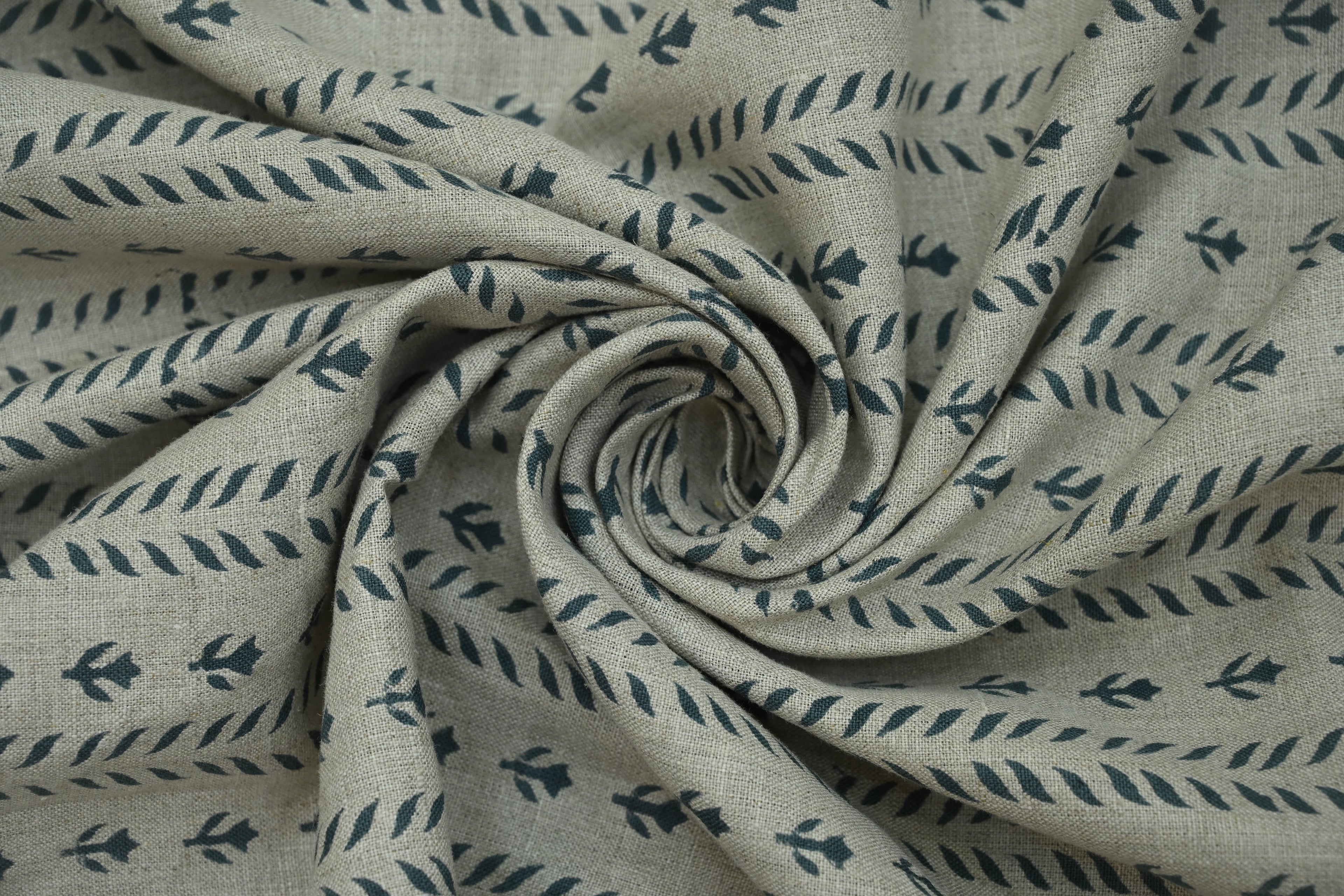 Luna Floral Hand Block Print Linen Fabric by the Yard 19
