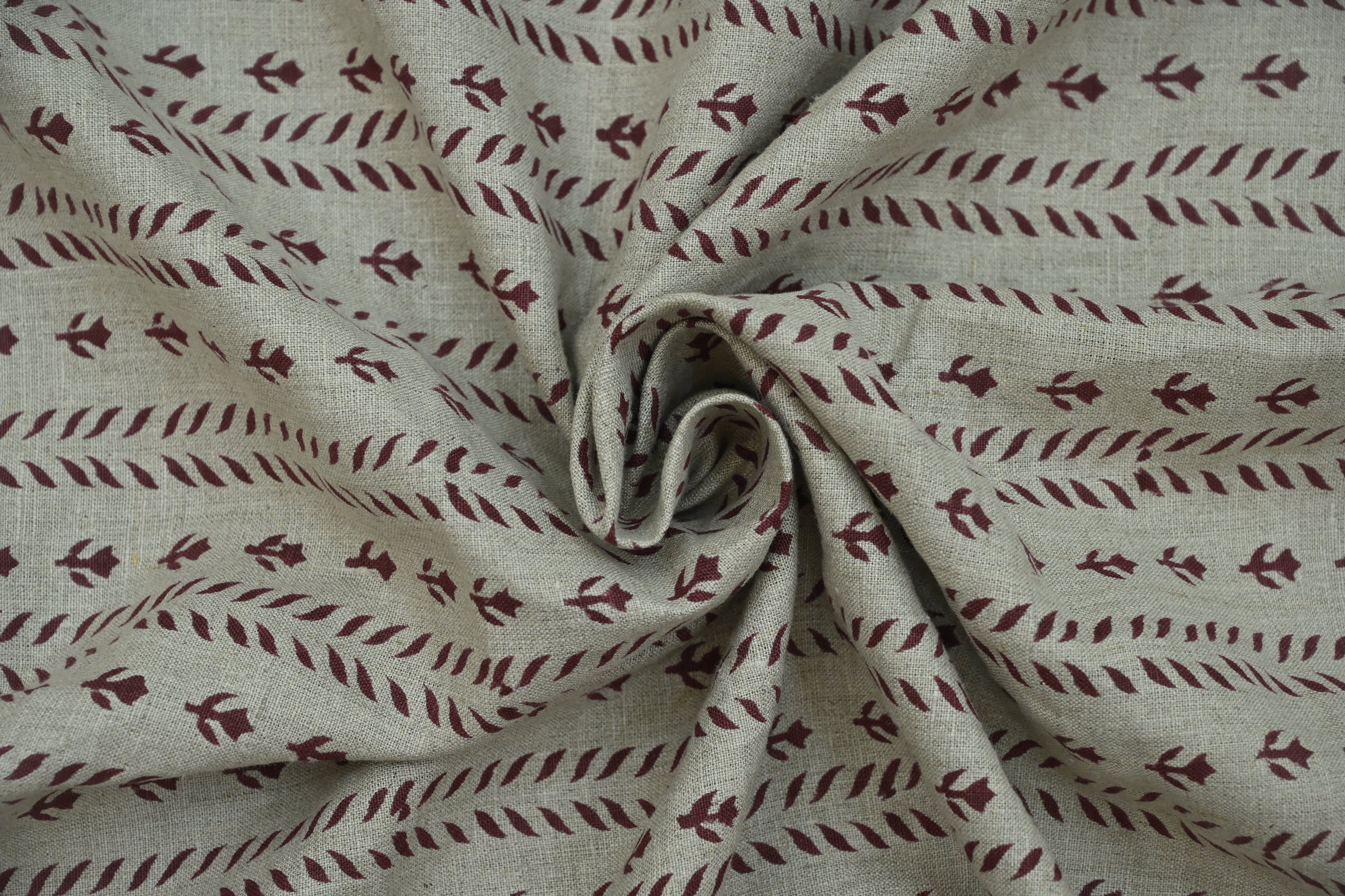 Luna Floral Hand Block Print Linen Fabric by the Yard 19