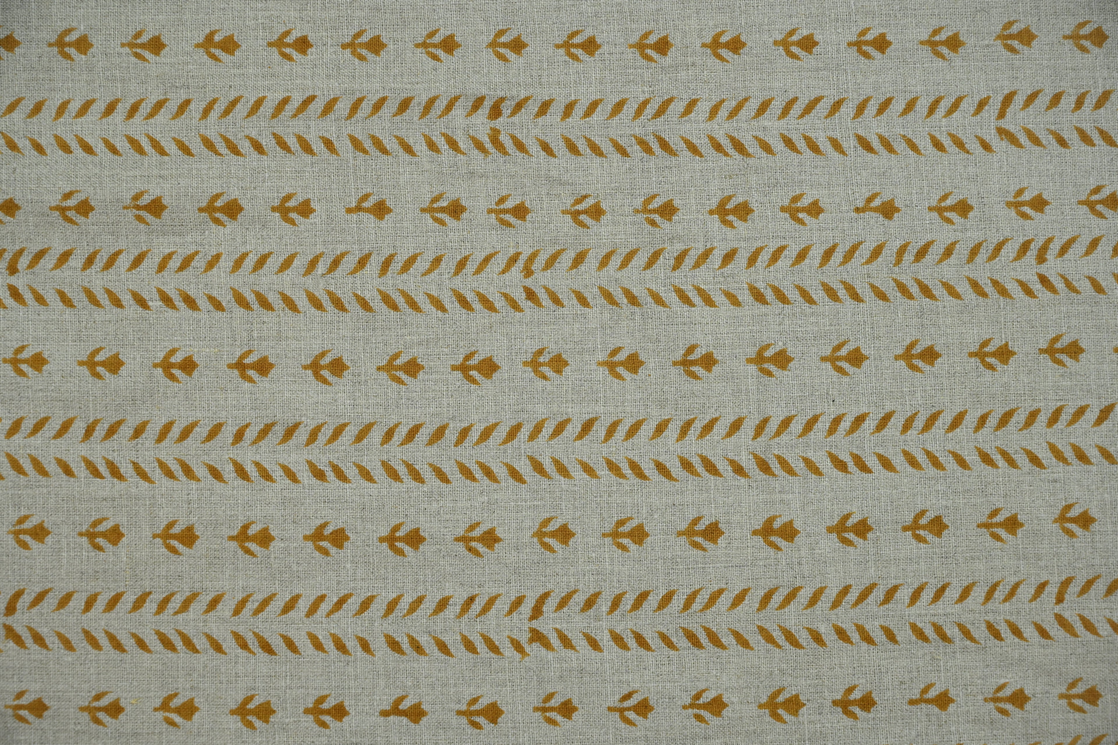 Luna Floral Hand Block Print Linen Fabric by the Yard 19
