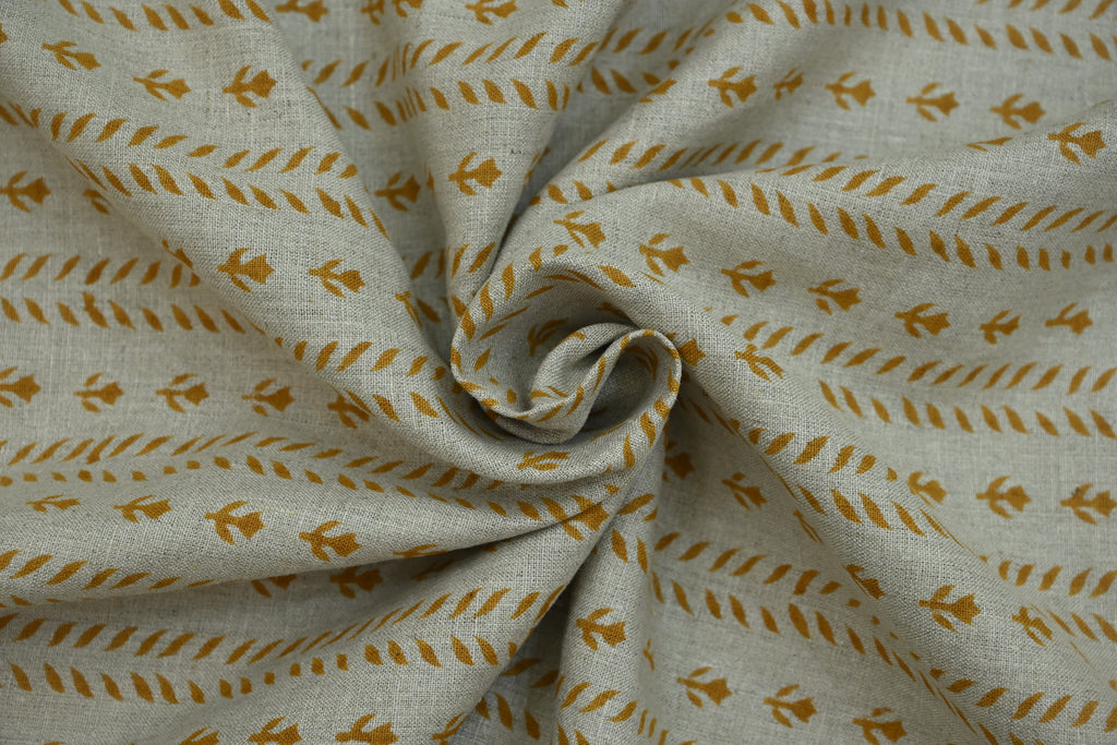Luna Floral Hand Block Print Linen Fabric by the Yard 19