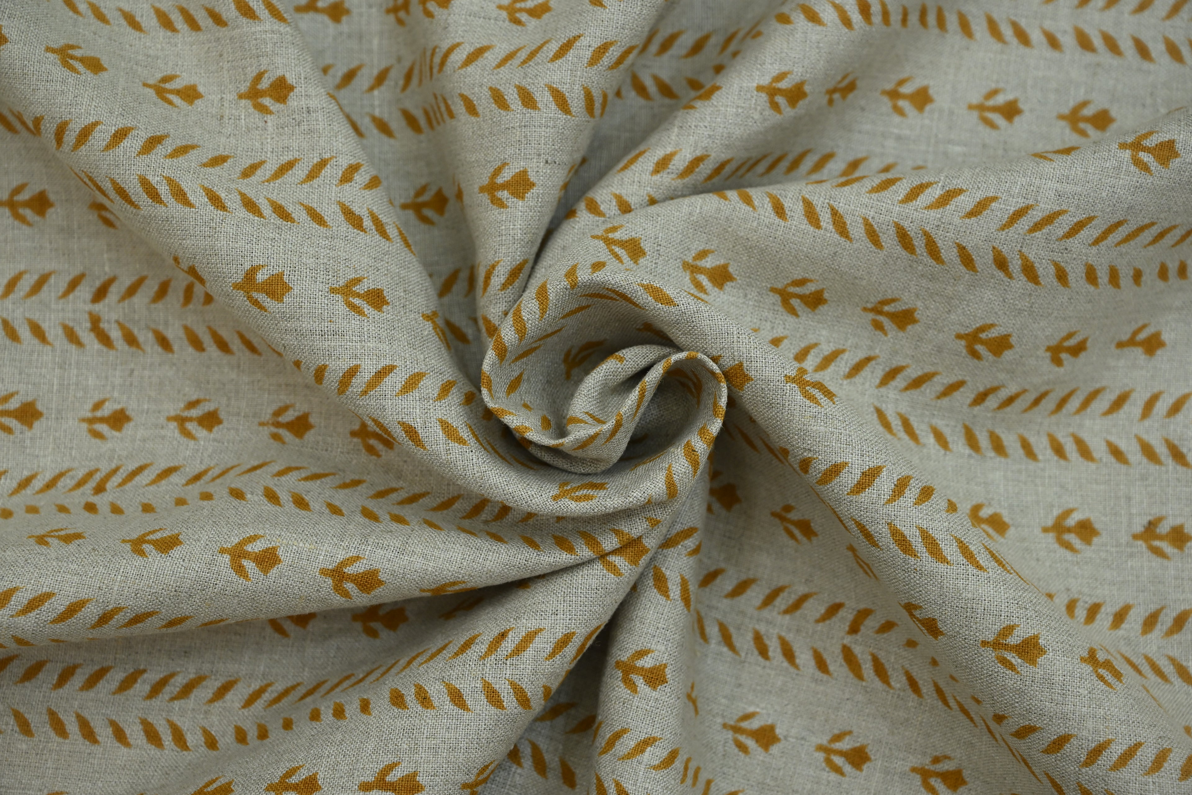 Luna Floral Hand Block Print Linen Fabric by the Yard 19