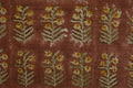 Sage Blue and Ochre Mughal Floral Hand Block Printed Linen Fabric