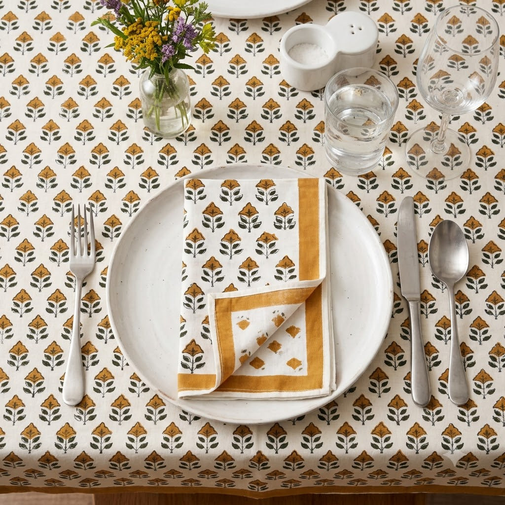 Vintage Amber Floral Table Napkin