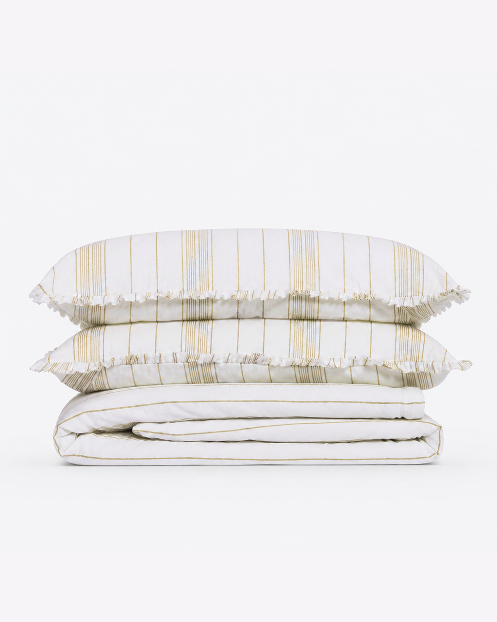 Golden Pinstripe Cotton Duvet Cover Set